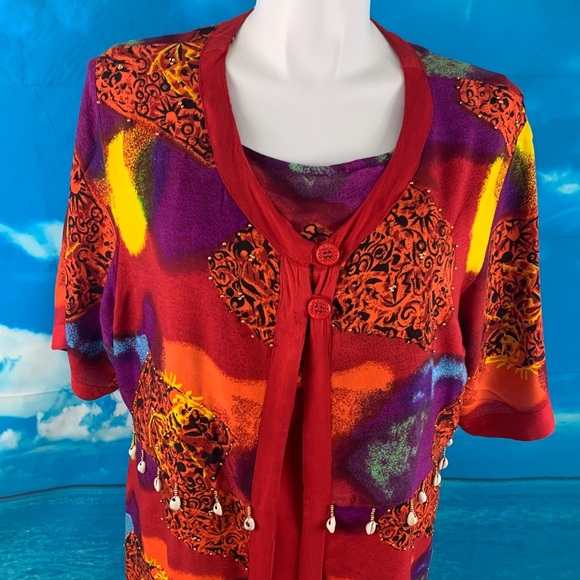 Meetu Magic African Scene Maxi Dress & Cardigan - Picture 6 of 14